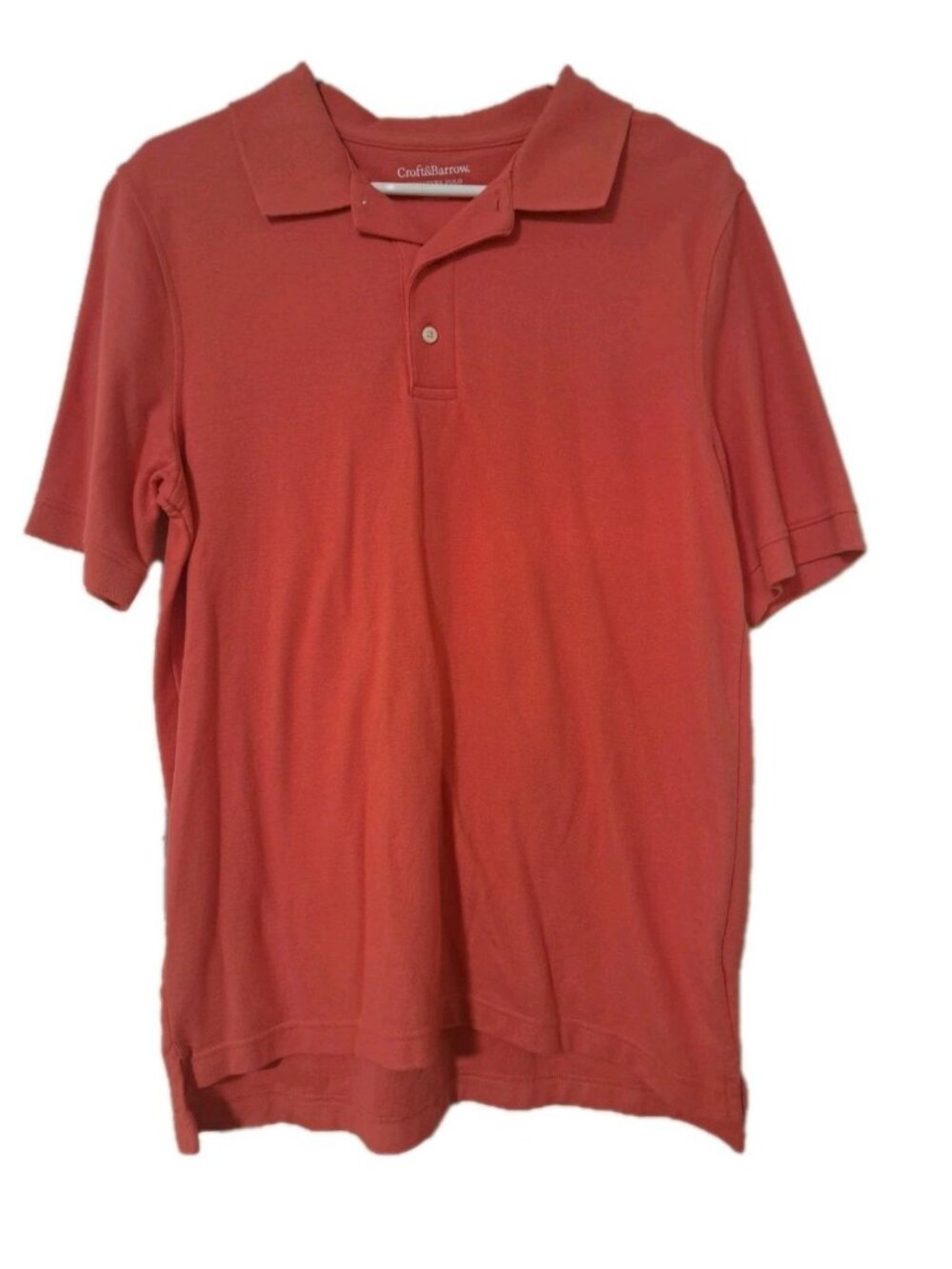 Croft & Barrow Mens Medium Orange Salmon Polo Collar Shirt Casual Golf